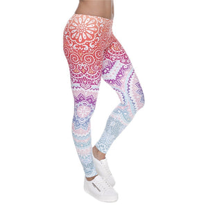 Women Fashion Legging Aztec Round Ombre Printing leggins Slim High Waist Leggings Woman Pants /40 - Virtual Blue Store