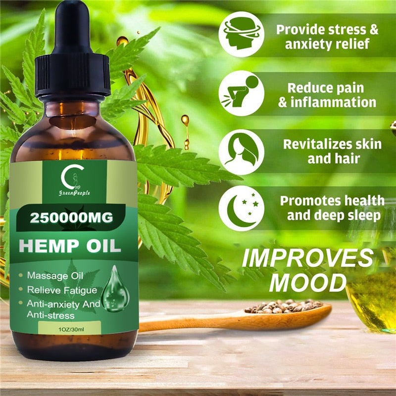 GPGP High concentration hemp seed oil Neck Pain Relief Anxiety Extract Drops Skin Oil Anti Inflammatory Better Sleep Essence - Virtual Blue Store