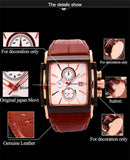 BOAMIGO men quartz watches large dial fashion casual sports watches rose gold sub dials clock brown leather male wrist watches - Virtual Blue Store