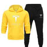 Sweatshirt Club Set Tesla Hoodie Men and Women Casual Fleece Hoodie Men + Hip Hop Pants Hoodie Sports Suit - Virtual Blue Store