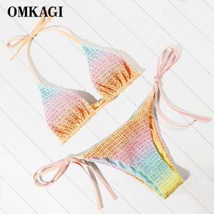 OMKAGI Swimwear Women Thong Velvet Swimsuit Sexy Push Up Micro Bikinis Set Swimming Bathing Suit Beachwear Brazilian Bikini 2021 - Virtual Blue Store