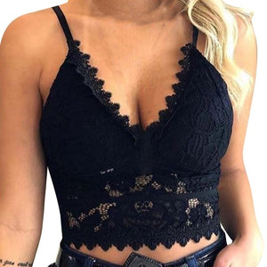 Sexy Women Underwear Plus Size Vest Crop Women Ladies Lace Wireless Bra Lingerie Sexy V-Neck Underwear Female Bra - Virtual Blue Store