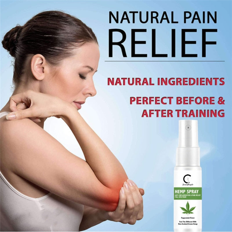 GreenPeople Hemp oil CBD Pain Relief Medicament  Rheumatism Arthritis Muscle Sprain Knee Waist Pain Back Shoulder Herbs Spray - Virtual Blue Store