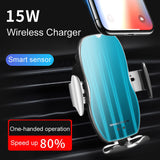 Automatic 15W Fast Car Wireless Charger for Samsung S20 S10 iPhone 12 11 XS XR 8 Magnetic USB Infrared Sensor Phone Holder Mount - Virtual Blue Store