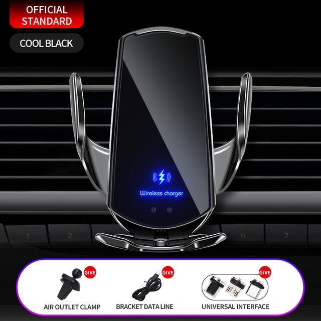 Automatic 15W Fast Car Wireless Charger for Samsung S20 S10 iPhone 12 11 XS XR 8 Magnetic USB Infrared Sensor Phone Holder Mount - Virtual Blue Store