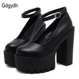 Gdgydh 2020 new spring autumn casual high-heeled shoes sexy ruslana korshunova thick heels platform pumps Black White Size 42