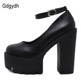 Gdgydh 2020 new spring autumn casual high-heeled shoes sexy ruslana korshunova thick heels platform pumps Black White Size 42 - Virtual Blue Store