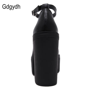 Gdgydh 2020 new spring autumn casual high-heeled shoes sexy ruslana korshunova thick heels platform pumps Black White Size 42 - Virtual Blue Store