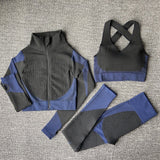 2/3PCS Seamless Women Yoga Set Workout Sportswear Gym Clothing Fitness Long Sleeve Crop Top High Waist Leggings Sports Suits - Virtual Blue Store