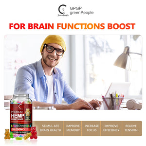 GreenPeople Bear Hemp Gummies Relieve stress & Anxiety Relief Vitamins B/E  Blend Safe and Natural Bear Fudge Office snacks - Virtual Blue Store