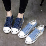 Spring Denim Canvas Shoes Female Korean Version Thick Bottom Shoes Women Shoe Canvas Shoes Lace Up Sneakers Plus Size 41 - Virtual Blue Store