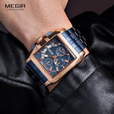 MEGIR New Men's Watch Top Brand Stainless Steel Waterproof Luminous Quartz Watch Men's Fashion Chronograph Men's Sports Watch - Virtual Blue Store