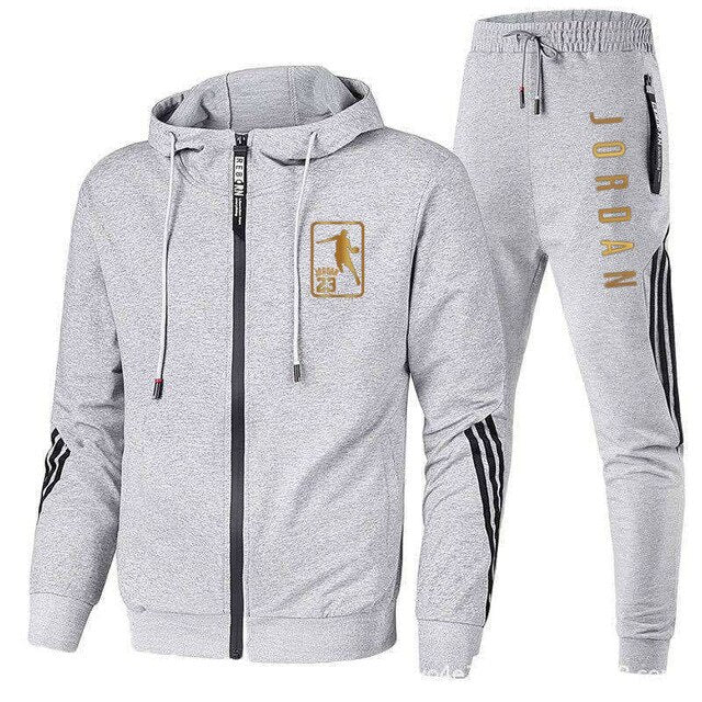 new autumn and winter men's suit hoodie + pants striped sports suit casual sports shirt track suit brand sportswear - Virtual Blue Store