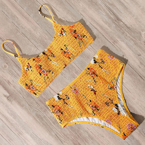 RUUHEE Leopard Swimsuit Women Push Up Bikini 2021 Shirred High Waist Swimwear Female Biquini Brazilian Swimming Bathing Suit - Virtual Blue Store