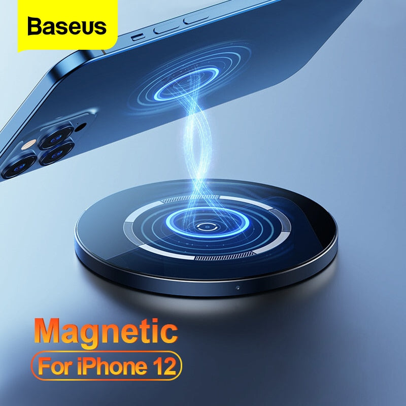Baseus Qi Magnetic Wireless Charger For iPhone 12 Pro Max PD 15W Fast Charging For iPhone 12 mini 11 XS XR Magnetic Safe Charger - Virtual Blue Store