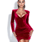 Sexy Bodycon Dresses For Women Clothes Sexy Club Outfits For Women Clubwear Velvet Dress Blue Slip Dress New Arrival 2021 Spring - Virtual Blue Store