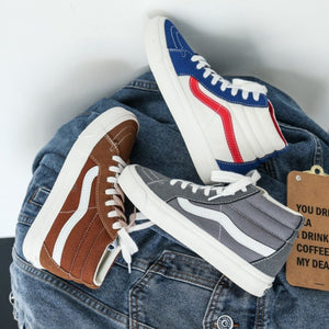 Mid High Black Shoes Men and Women Unisex High Top Grey Classic Sneakers Skateboarding Shoes - Virtual Blue Store