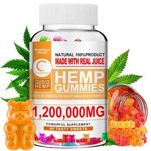GreenPeople Hemp Gummies Apple Flavor Premium 1,200,000Mg Antidepressant Decompression Helps Sleep Rich In Vitamins&Omega 3-6-9 - Virtual Blue Store