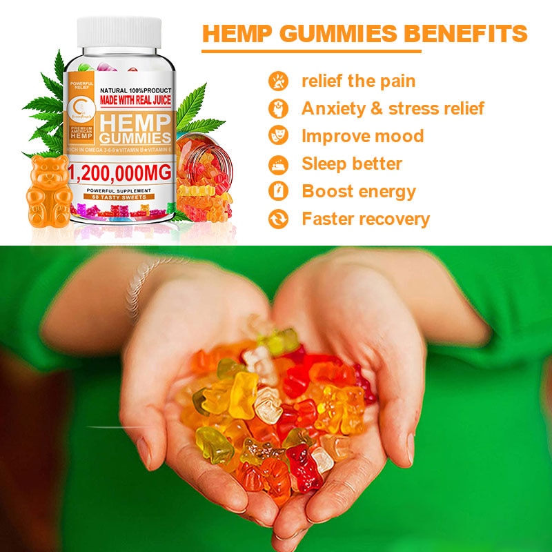 GreenPeople Hemp Gummies Apple Flavor Premium 1,200,000Mg Antidepressant Decompression Helps Sleep Rich In Vitamins&Omega 3-6-9 - Virtual Blue Store