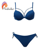 Anadzhelia Sexy Bandage Push Up Bikini Set Solid Swimwear Women 2021 Summer Two Piece Swimsuit Beach Bathing Suit AK5922-2 - Virtual Blue Store