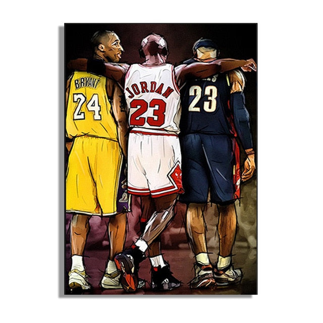 Kobe Bryant LeBron James Basketball Star Canvas Painting Scandinavian Cuadros Wall Art Pictures Prints Posters for Living Room - Virtual Blue Store
