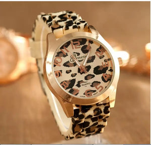 Geneva Watch Leopard Print Silicone Watch 2020 New Fashion Casual Student Watch Leopard Print Color Quartz Watch - Virtual Blue Store