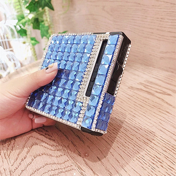 20pcs * 8.4mm Cigarette Inlaid Rhinestones Metal Cigarette Case With Inflatable Windproof Lighter Automatic Cigarette Smoking Bo - Virtual Blue Store