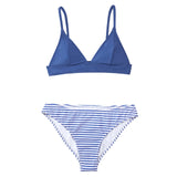 CUPSHE Blue Stripe Triangle Low-Waist Thong Bikini Sets Sexy Lace Up Swimsuit Women Two Pieces Swimwear 2021 Beach Bathing Suit - Virtual Blue Store