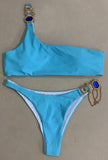 New Sexy Purple Halter Crystal Diamond Bikini 2021 Female Swimsuit Women Swimwear Rhinestone Bikini set Brazilian Bathing Suit - Virtual Blue Store