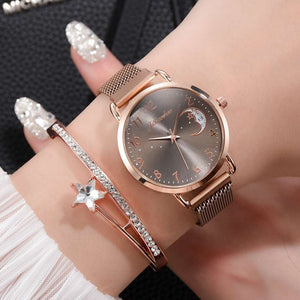 Luxury Watch For Women Rose Gold Mesh Strap Women's Fashion Watches Simple Numbers Dial Luxury Quartz Clock Wristwatches reloj - Virtual Blue Store