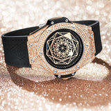 Top Luxury Brand Watch for Men Big Diamond Leather Analog fashion gold Watches Quartz Wristwatch Relogio Masculino - Virtual Blue Store