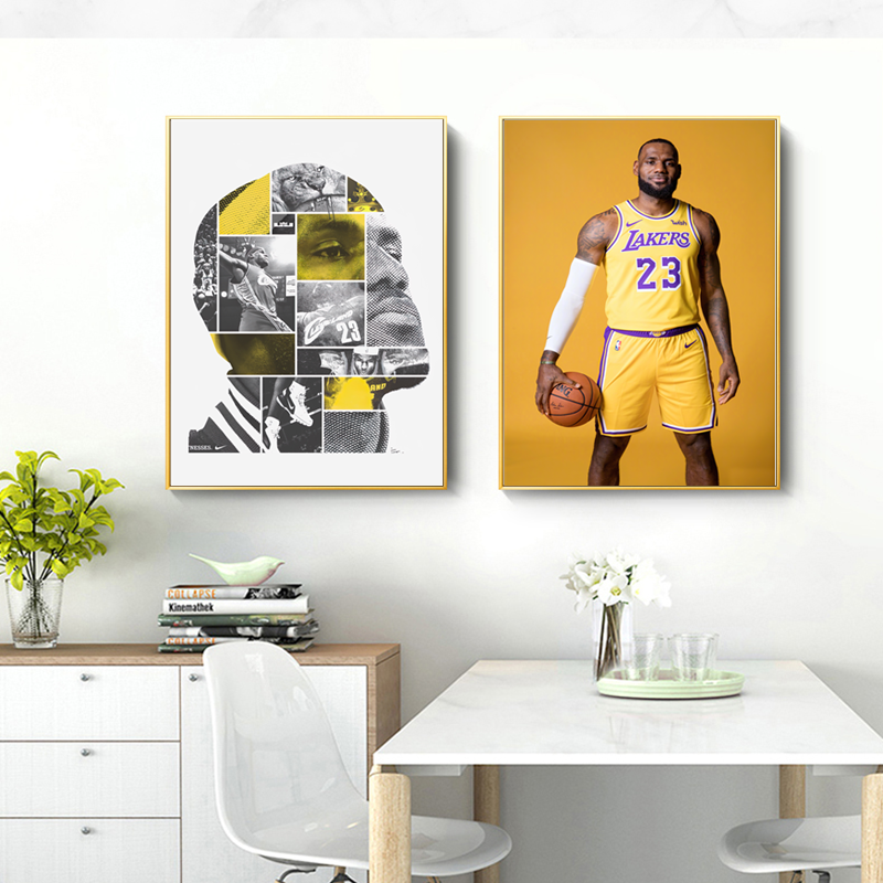 Lebron James Poster Lebron James canvas Wall Art Basketball Star Poster  Boys Bedroom Decor Gift (orange, 12×18”)