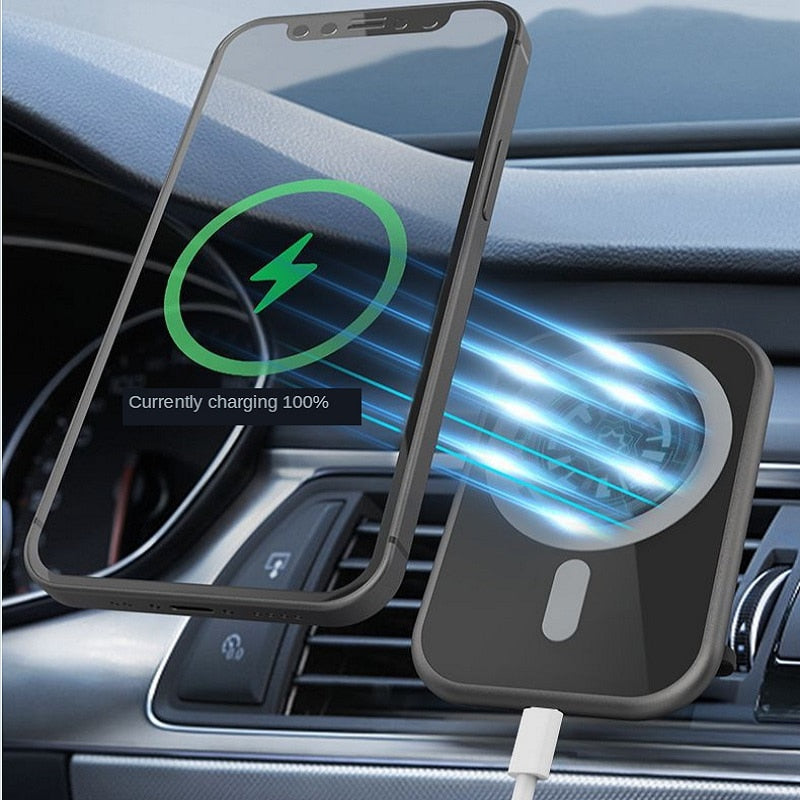 15w NEW Magnetic Car Wireless Charger Qi Fast Charging Mount Air Vent Phone Stand for IPhone 12 Pro Max Mini Magsafe Car Holder - Virtual Blue Store