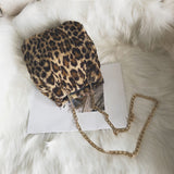 Fashion Leopard Plush Messenger Bags Women Winter Chain Bucket Shoulder Handbag Popular Simple Female Daily Bag - Virtual Blue Store