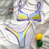 New Sexy Splicing 2021 Bikini Female Swimsuit Women Swimwear Two-pieces Bikini set Bather Thong Bathing Suit Swim Wear V1948Y - Virtual Blue Store