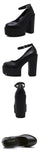 Gdgydh 2020 new spring autumn casual high-heeled shoes sexy ruslana korshunova thick heels platform pumps Black White Size 42 - Virtual Blue Store
