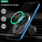 Bonola 15W Magnetic Car Wireless Charger for iPhone12 Pro Max/12Pro/12Mini/12 Qi Fast Charging360°Air Outlet Magsafe Cars Holder - Virtual Blue Store
