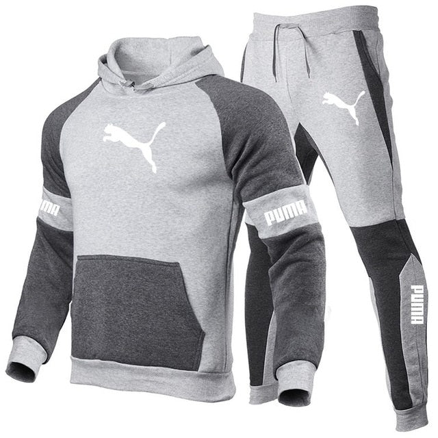 Autumn/Winter new men's hoodie suit brand sportswear jumper suit wool hoodie + sport pants Jogging men's jumper 3XL sport - Virtual Blue Store