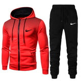 2 pieces/set of men's sportswear suit autumn and winter men's hooded sportswear men's fashion sweatshirt + sweatpants suit - Virtual Blue Store