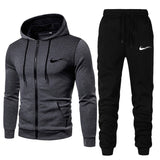 2 pieces/set of men's sportswear suit autumn and winter men's hooded sportswear men's fashion sweatshirt + sweatpants suit - Virtual Blue Store