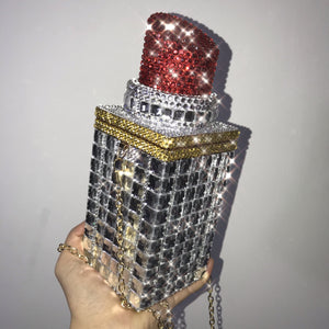 Customize Luxury Lipstick Shoulder Bags All Rhinestones Women Handbags Evening Purse Fashion Designer Handbags Storage Bag White - Virtual Blue Store
