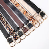 Vintage Snake Leopard Print Belt for Women Black Fashion Waist Leather Belt for Lady Female Waistband Belts
