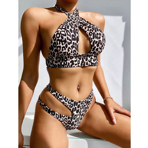 2021 Sexy Halter Bikini Women Swimsuit Push Up Swimwear Female Hollow Out Bathing Suits Summer Beach Wear Swimming Suit Biquini - Virtual Blue Store
