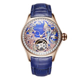 Reef Tiger/RT Fashion Watches for Women Leather Strap Waterproof Automatic Watches Diamond Tourbillon Watch RGA7105 - Virtual Blue Store