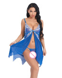 Women Sexy Lingerie Underwear Erotic Dress See-through Lace Pajamas Sleepwear Nightdress + Thong Sexy Costumes Sex Dress - Virtual Blue Store