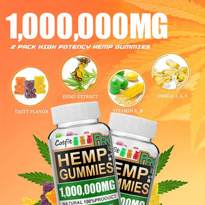 CatFit Cute Bear Hemp Gummies Fudge Relieve stress & Anxiety Relief Blend Safe and Natural Bear Fudge Office snacks - Virtual Blue Store