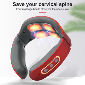 Smart Electric Neck Massager Cervical Pain Relief Heating Compress Magnetic Pulse 4D Health Care Tool Relaxation Physiotherapy - Virtual Blue Store