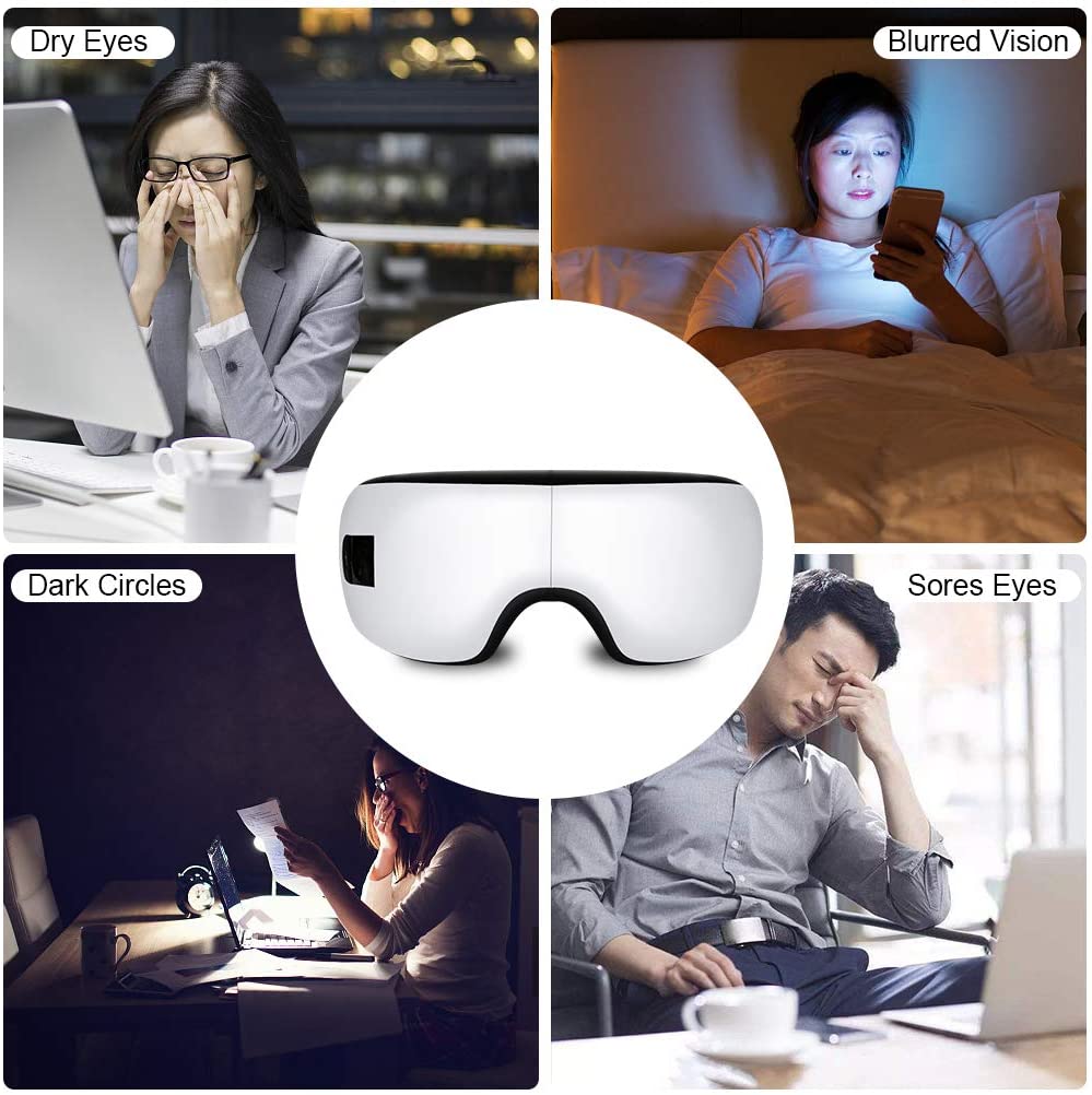USB Bluetooth Eye Massager 10s Heating Electric Eye Mask For Sleep Hot Compress 4 Temperature Adjustable Relieve Eye Care Device - Virtual Blue Store