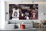 Kobe Bryant Michael Jordan  Poster Basketball Living Room Decoration Painting Basketball PlayerHotel Apartment  Wall Art Sticke - Virtual Blue Store