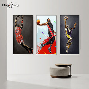 Kobe Bryant LeBron James Michael Jordan Basketball Stars Canvas Painting Wall Art Pictures Prints and Posters Living Room Decor - Virtual Blue Store